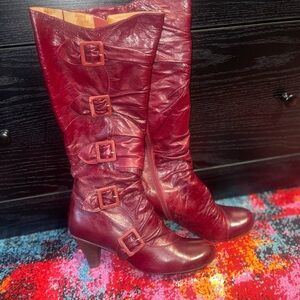 Women's Burgundy Leather Boots